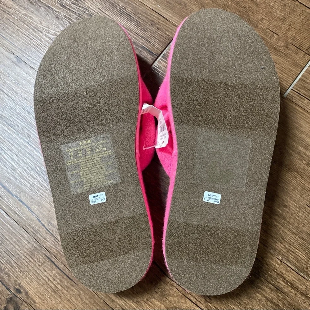 aerie Bright Pink Knotted Terry Platform Slides